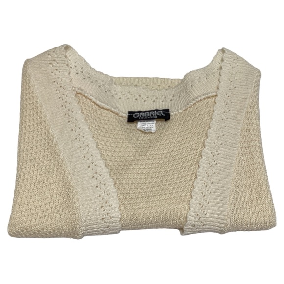 Gabriel New York Cream Short Sleeves Solid Open Front Crop Vest/Top Size S - Picture 11 of 11